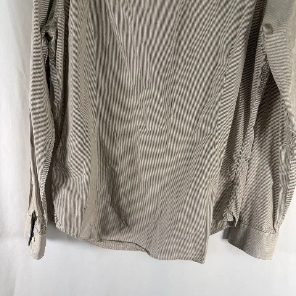 Banana Republic Soft Wash Tailored Slim Fit Shirt Men's Large White Grey Striped